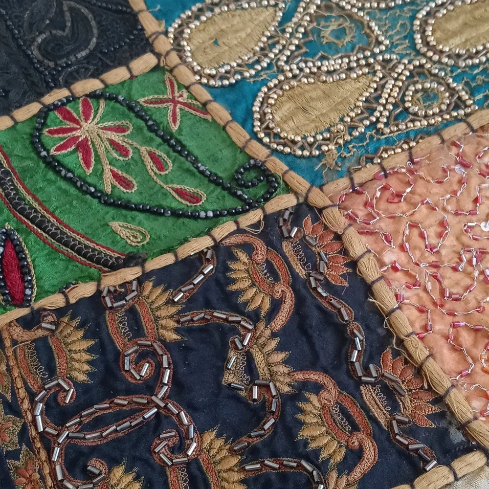 Antique Vintage Patchwork Quilt Wall Hanging From India 36”x38”